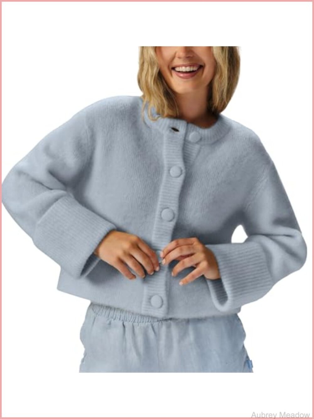 Cropped Cardigan Sweater Lightweight Casual Knit Button-Front Layer